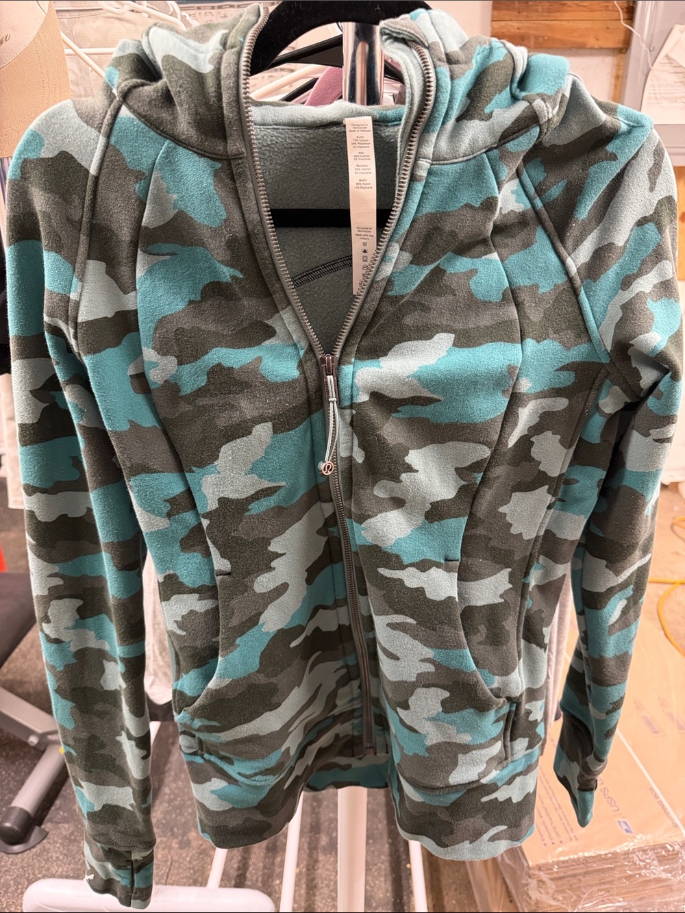 lululemon athletica Teal & Olive Camo Zip Hoodie